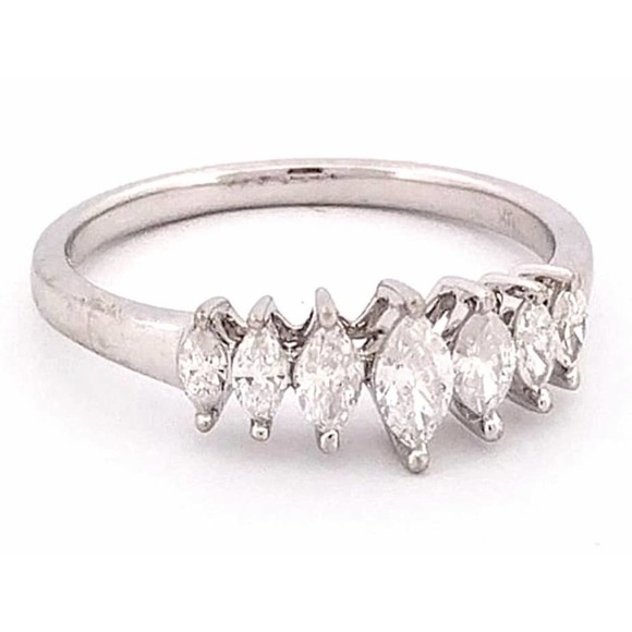 10K Diamond Marquise-Cut Anniversary Band REAL DIAMONDS size6,7,8 - Picture 10 of 12